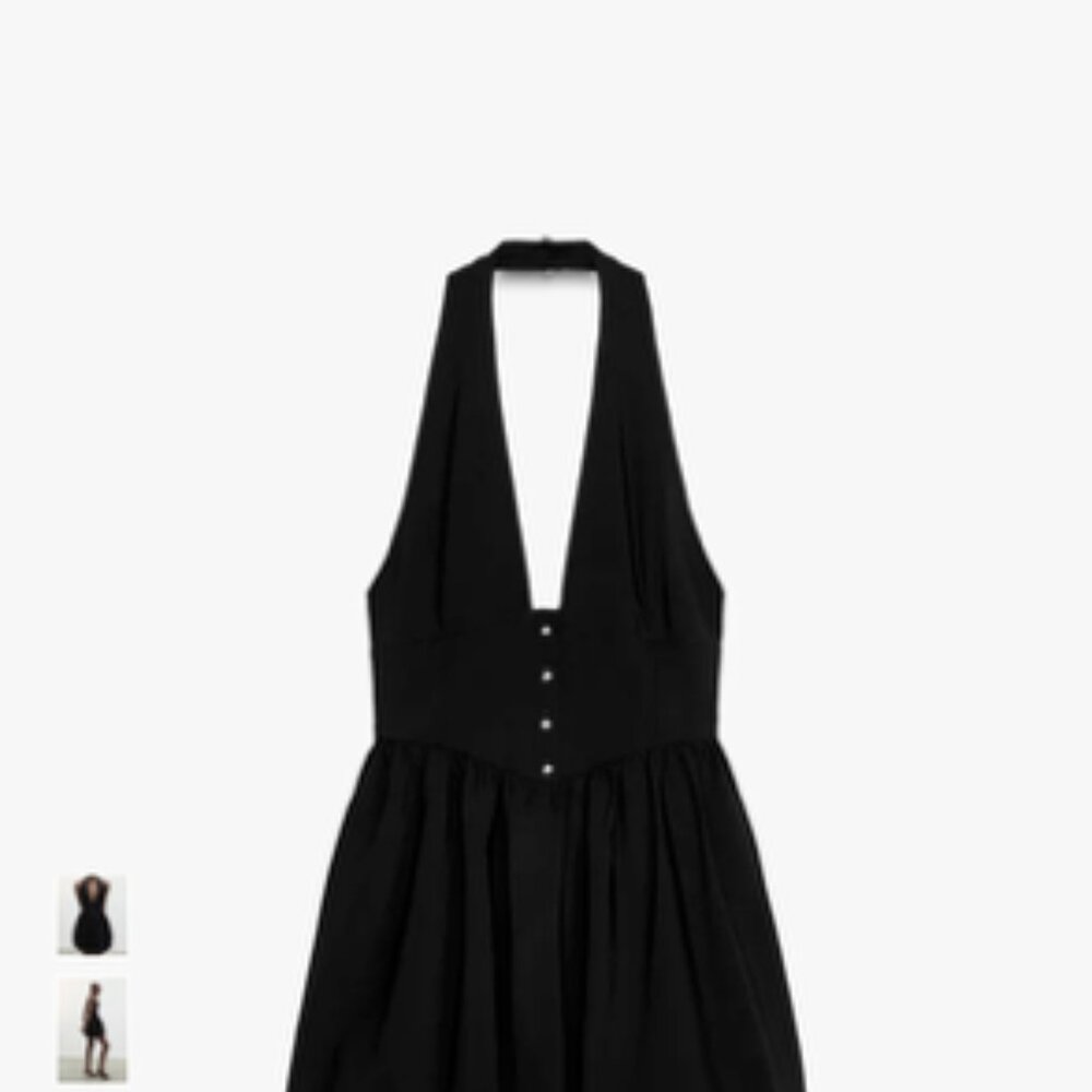 ZARA Black Halter Bubble Hem Mini Dress
